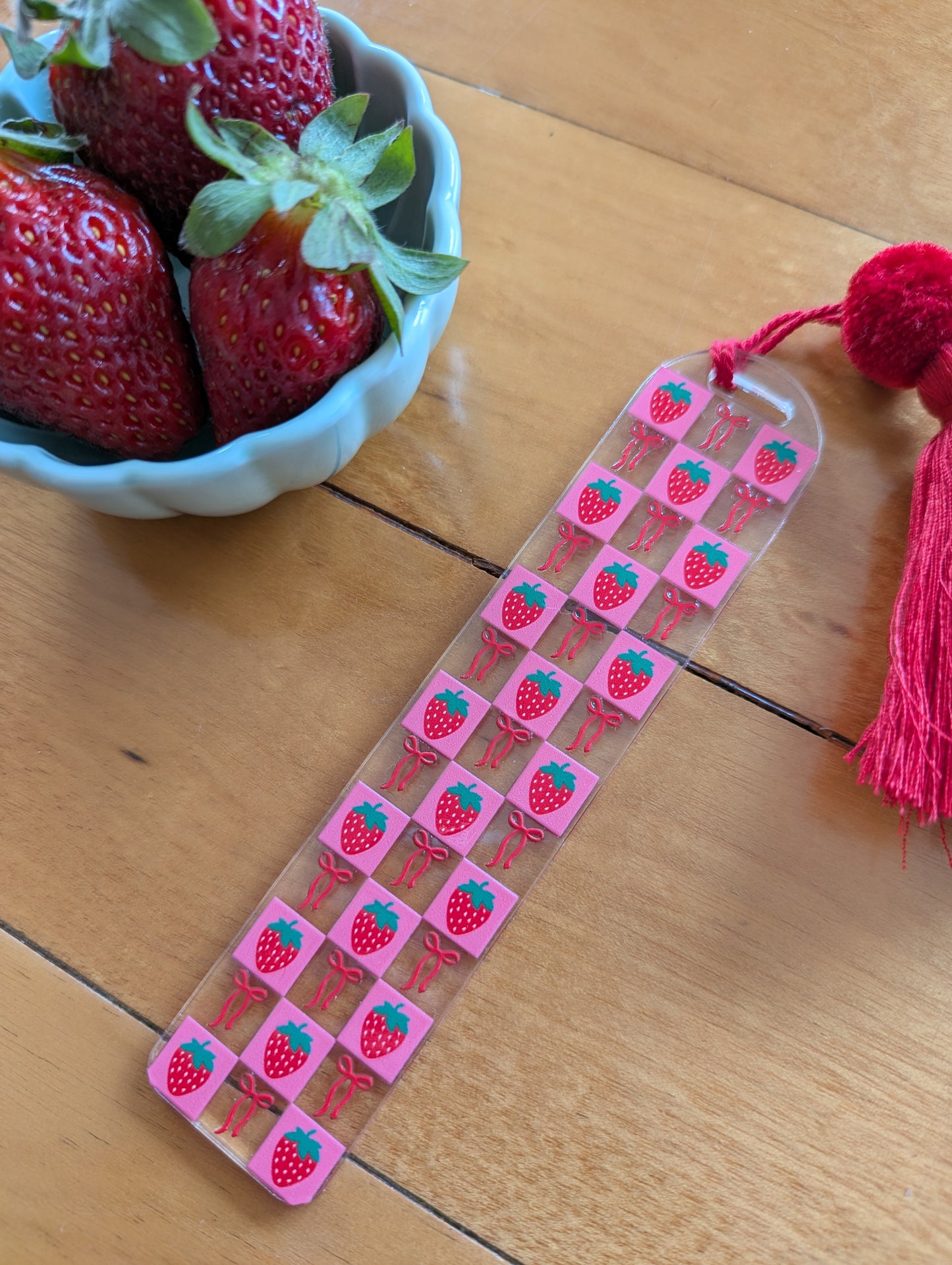 Bookmark - Berry Check Yourself Page Saver - Strawberries and Bows