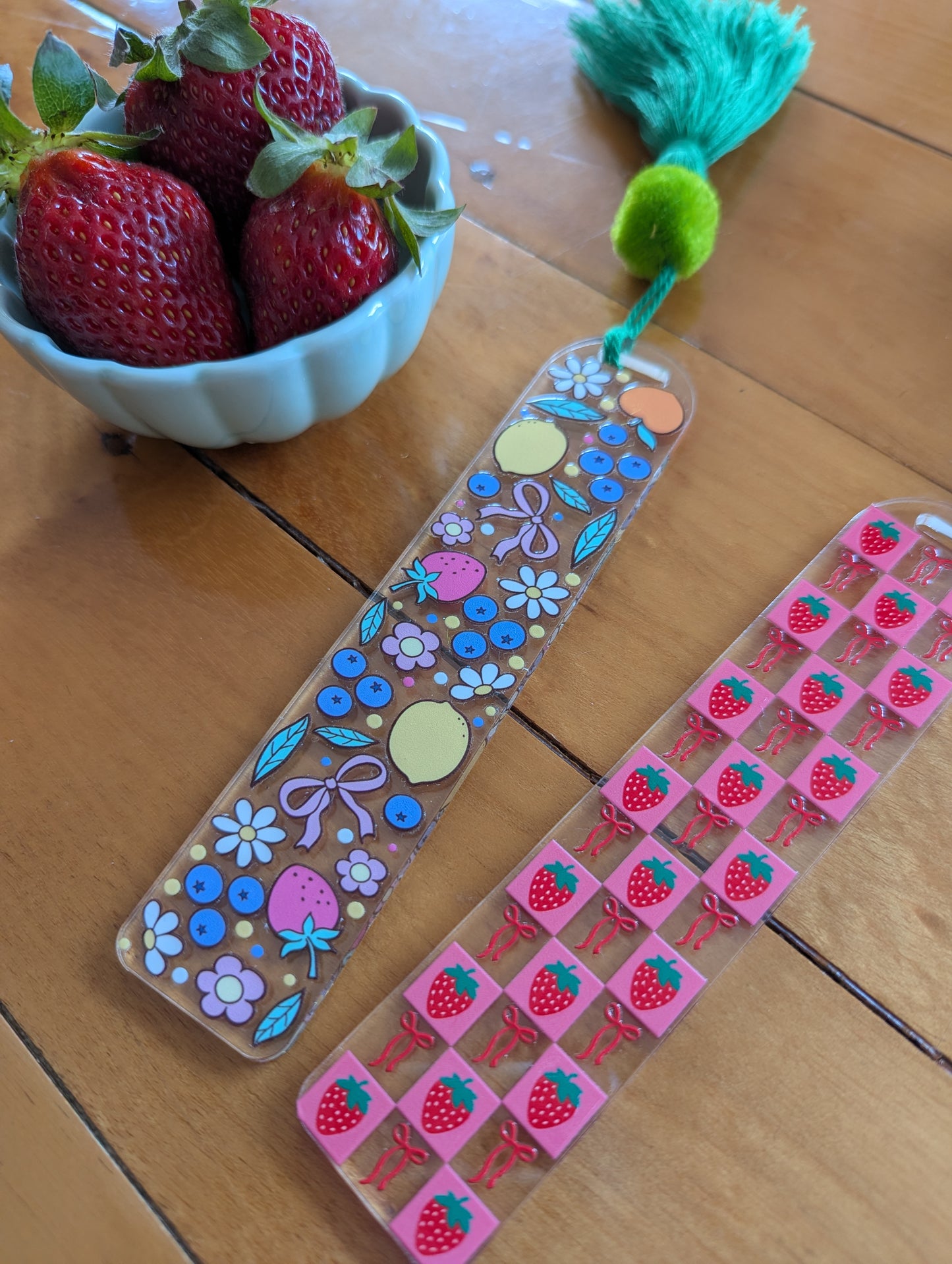 Bookmark - Berry Check Yourself Page Saver - Strawberries and Bows