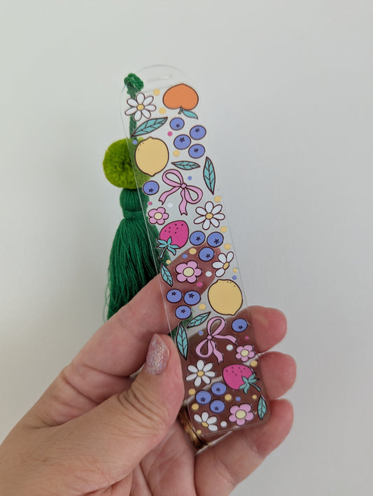 Bookmark - Fruit Salad, Yummy Yummy - fruit, flowers and bows