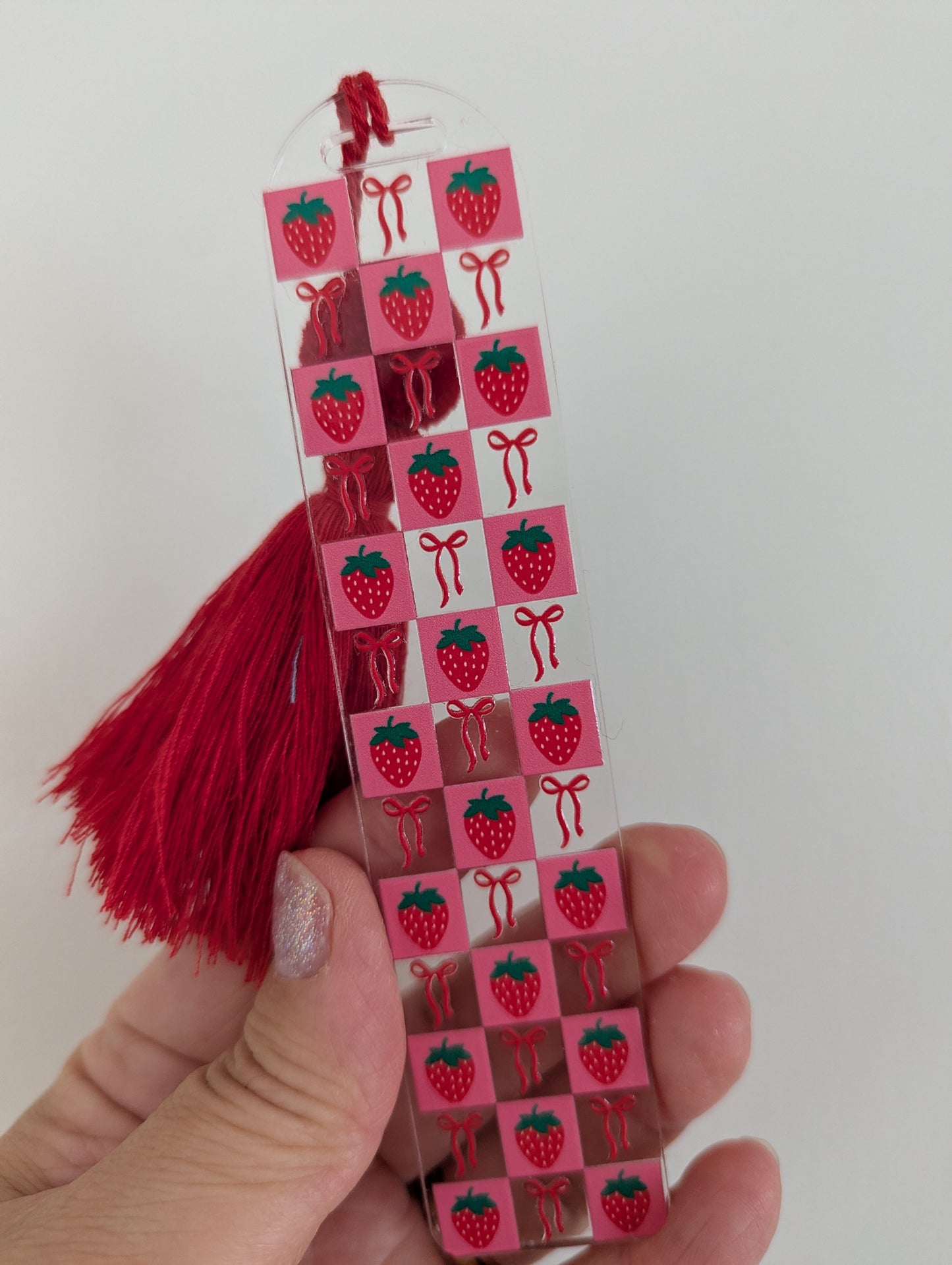 Bookmark - Berry Check Yourself Page Saver - Strawberries and Bows