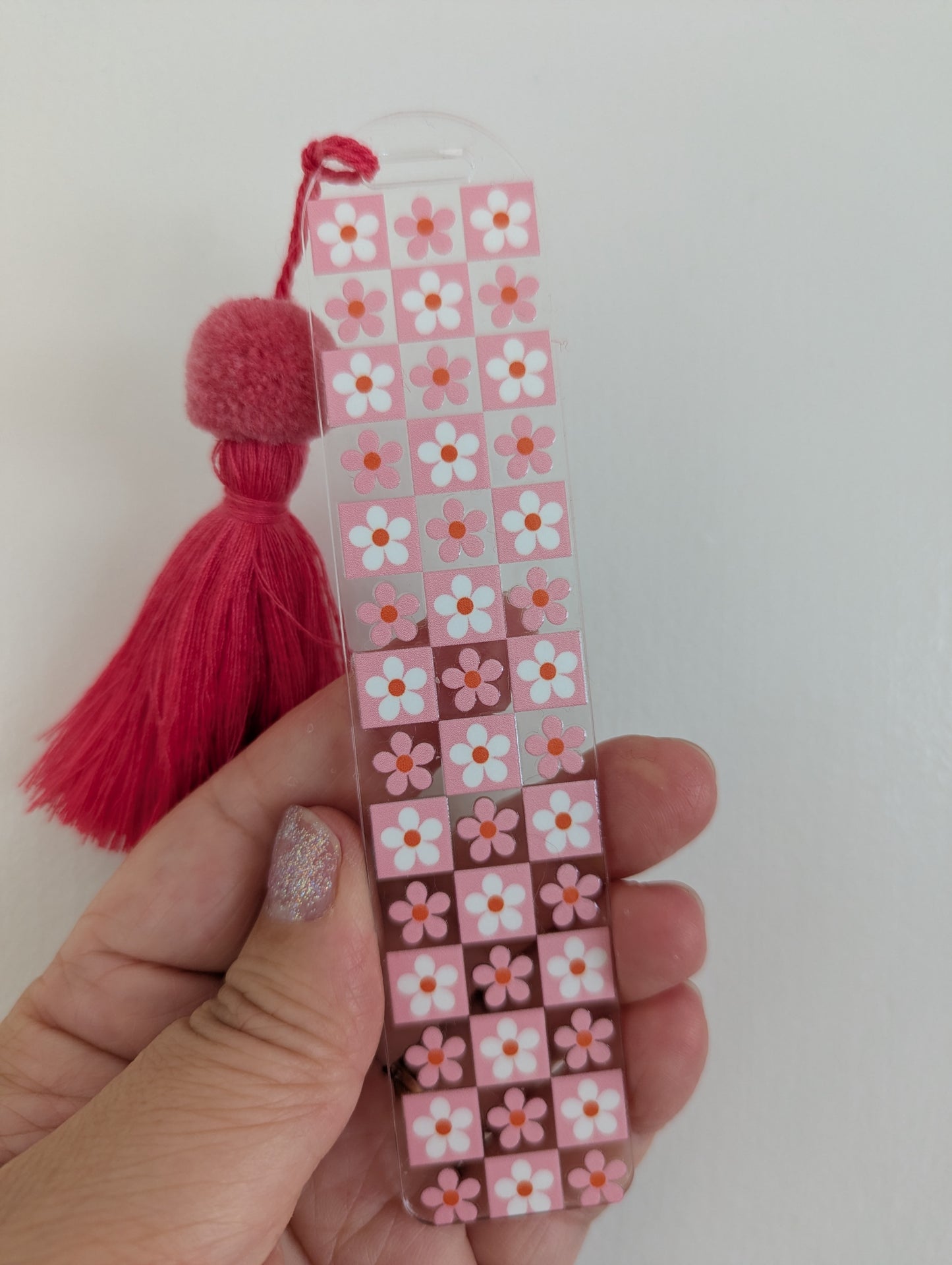 Bookmark -  Daisy Daydream Checkerboard Bookmark - checkerboard and daisies