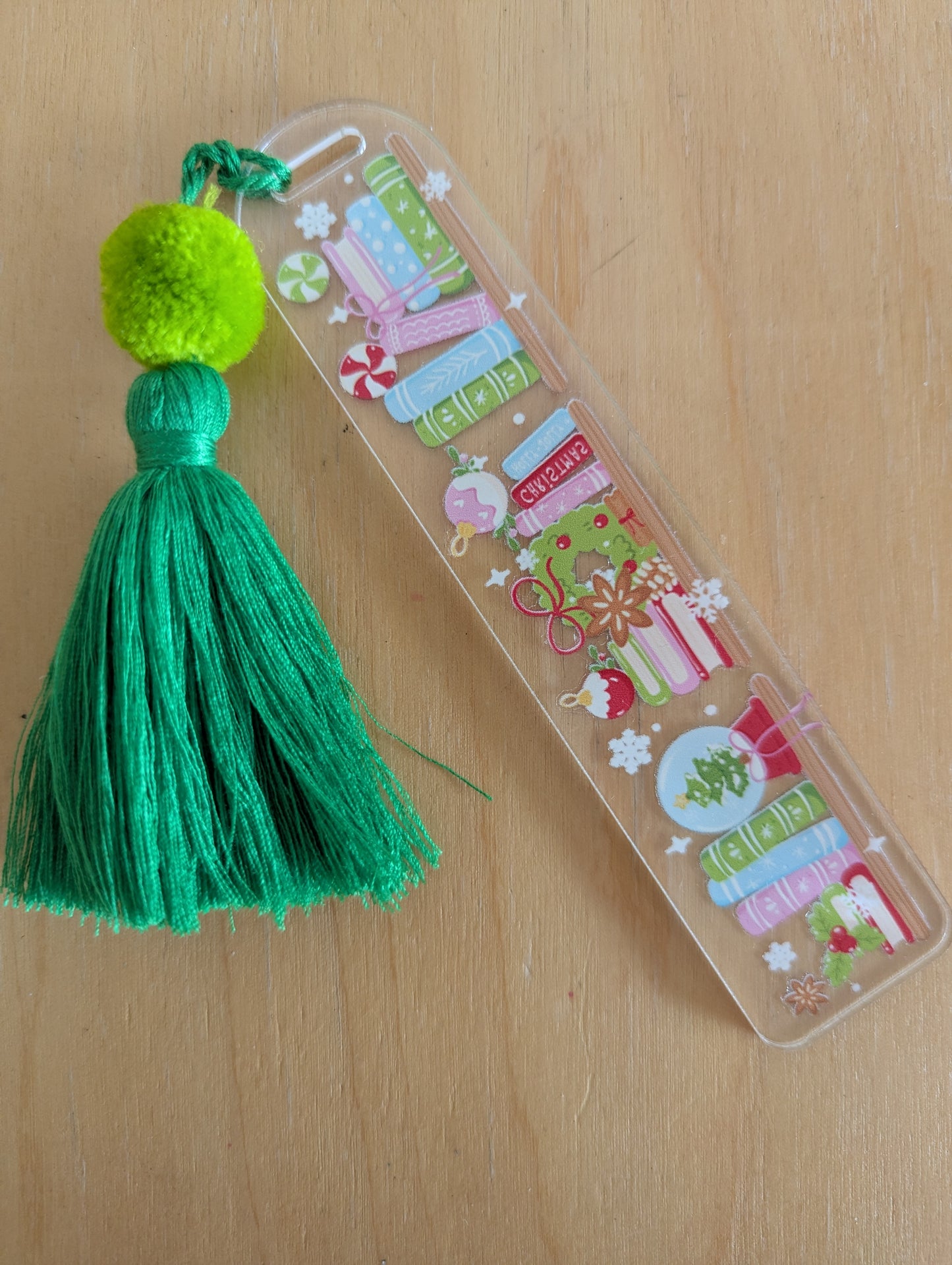 Bookmark - All I want for Christmas is books - Christmas bookshelf