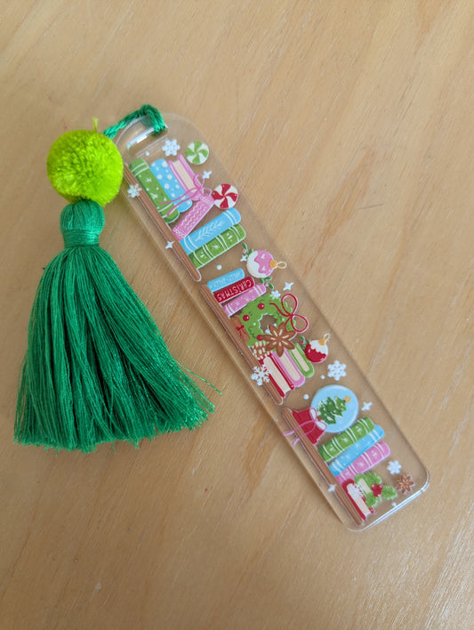 Bookmark - All I want for Christmas is books - Christmas bookshelf